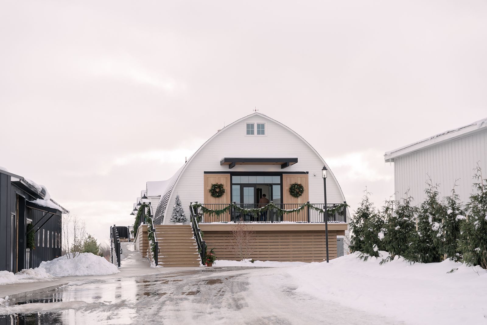 the casnovia barn west michigan wedding venue white barn venue in winter