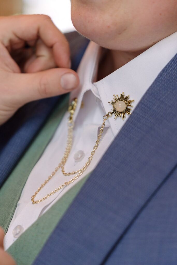 sun and moon brooch tie chain lapel pin 