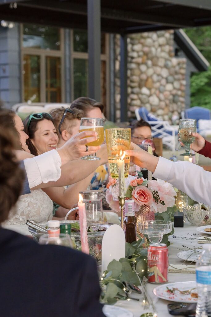 Wedding Cheers Lake Michigan micro wedding table scape idea